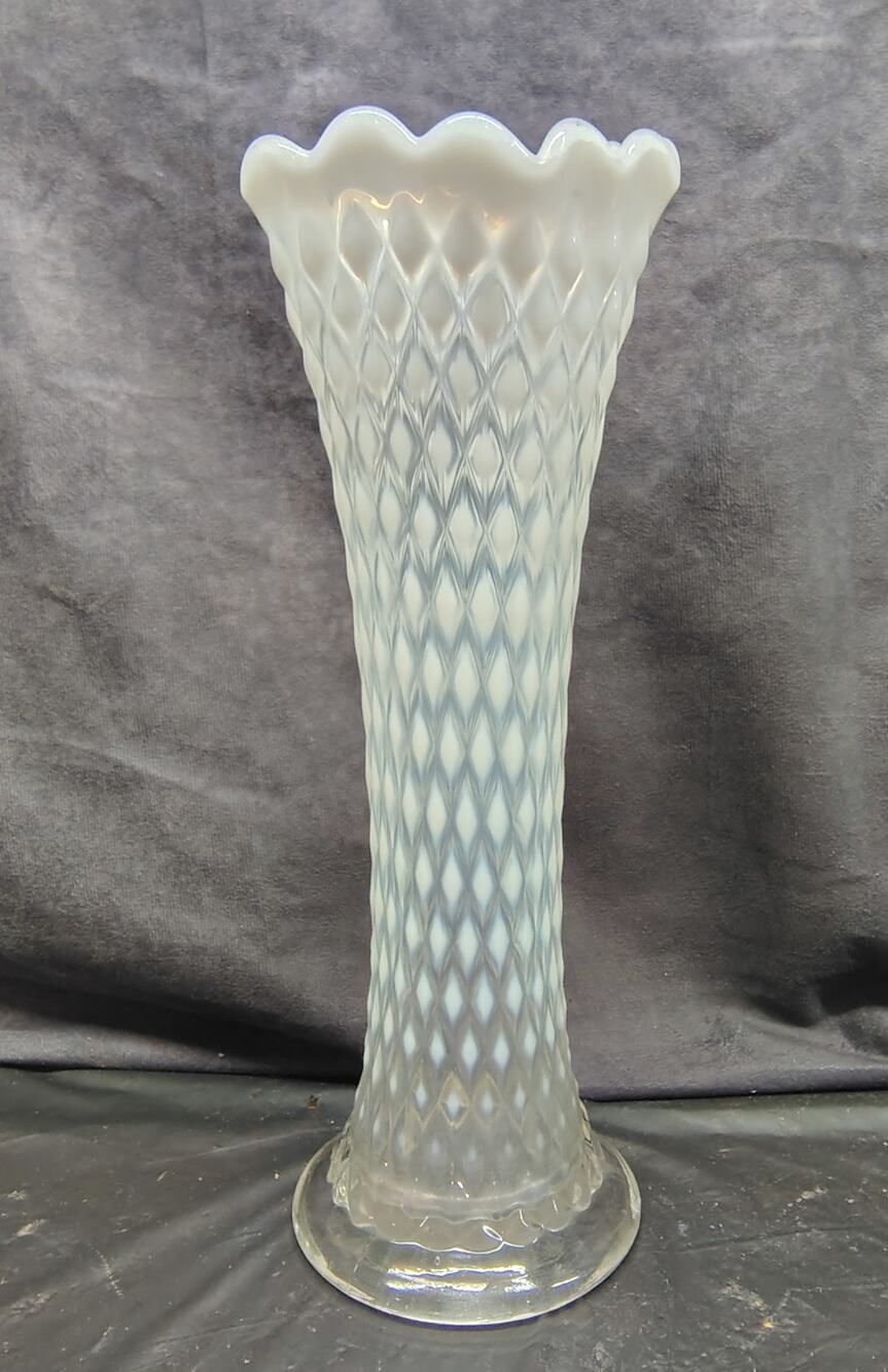 Vintage Northwood Opalescent Diamond Point Swung Vase